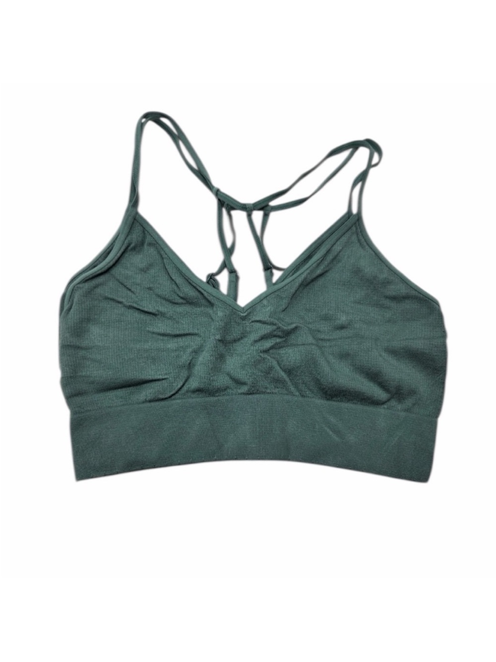 NEW QUINCE Rib T-Back Bralette Rosemary 14